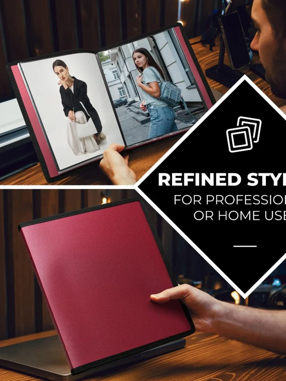 Dunwell Photo Album 8x10 (Ruby) with Black Mounting Paper, 8 x 10 Photo & Art Po